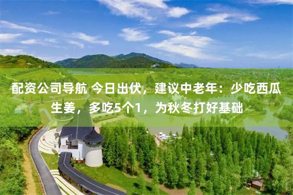 配资公司导航 今日出伏，建议中老年：少吃西瓜生姜，多吃5个1，为秋冬打好基础