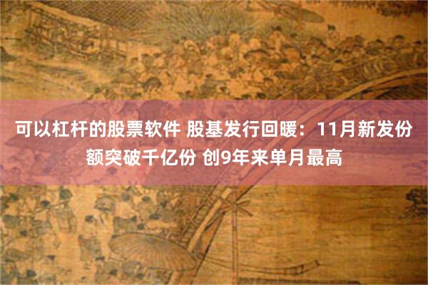 可以杠杆的股票软件 股基发行回暖：11月新发份额突破千亿份 创9年来单月最高